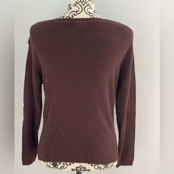 Lou Lou Classic Wardrobe Builder Soft Chocolate Brown 3/4 Sleeve Sweater - Picture 2 of 3